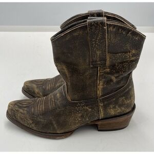 Roper Women's Leather‎ Dusty Distressed Cowgirl Western Boots Brown Size 5.5